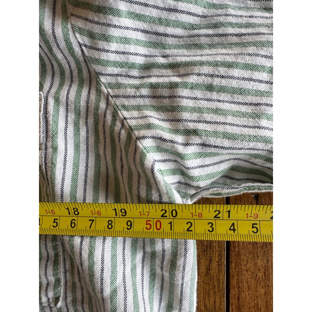 Old Navy The Cropped Shirt XS Tall 100% Cotton Green Stripe Button Down - Picture 6 of 10
